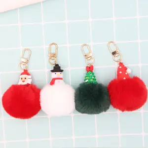 Kerst Santa Claus Sneeuwpop Pluche Sleutelhanger Handgemaakte Schattige Autotas Ringhouder Verjaardag Decoreren Hanger Cadeau