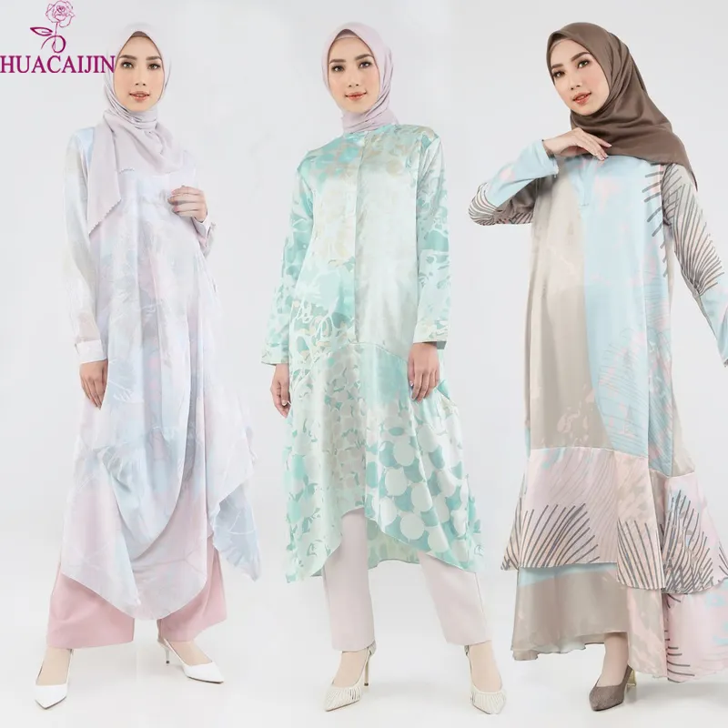 モダンファッションイスラム教徒の女性刺繍快適なチュニック控えめなレディーストップスイスラム服