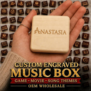 Caja de Música de Madera de Arce con Movimiento Sankyo, Grabado Personalizado con Imagen, <span class=keywords><strong>Película</strong></span>, Juego, Tamaño de Bolsillo, OEM, Venta al Por Mayor - Product Image 1