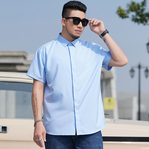 เสื้อเชิ้ตแขนสั้นผู้ชายไซส์ใหญ่ สำหรับคนอ้วน สไตล์ลำลองธุรกิจ ผ้าบาง สีพื้น สำหรับฤดูร้อน - Product Image 4