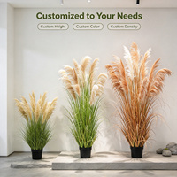 Herbe de la Pampa Artificielle Géante 183cm, Grande Plante de Roseau Séché Artificiel en Pot pour la Décoration d'Atrium d'Hôtel, de Villa ou d'Entrée