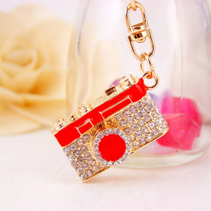 Strass-Kamera-Schlüsselanhänger für Frauen, 104mm, Funkelnder Kristall-Mini-Kamera-Taschenanhänger, Rotgold - Product Image 4