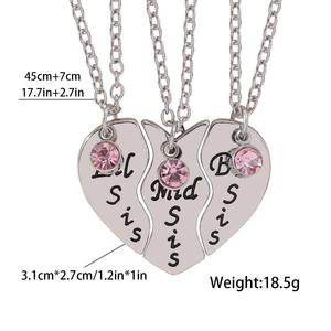 Colliers d'amitié personnalisés en acier inoxydable, motif puzzle cœur divisé, lot de 3, pour sœurs (Petite, Moyenne, Grande) - Vente en gros - Product Image 2