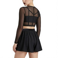 Ensemble de danse jazz pour femmes adultes, haut court à découpes MiDee et short ample à taille élastique, pour les spectacles sur scène