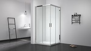 Nouvelle cabine de douche coulissante portable en verre chromé poli - Product Image 2