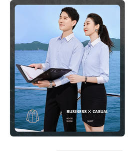 Camisa de <span class=keywords><strong>Trabajo</strong></span> de Manga Larga a Rayas, Ajustada, de Algodón Transpirable, Unisex, para Jóvenes en el Sector de Seguros <span class=keywords><strong>y</strong></span> Bienes Raíces - Product Image 4