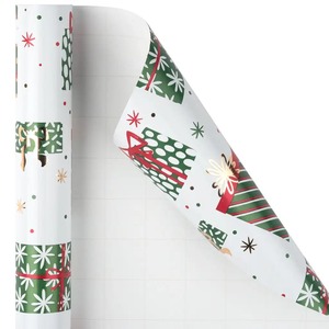 Custom Eco-Friendly Double-Sided Christmas Gift <b>Wrap</b> <b>Roll</b> Art <b>Paper</b> Recyclable Digital Printing Green Red Pattern Packaging - Product Image 2