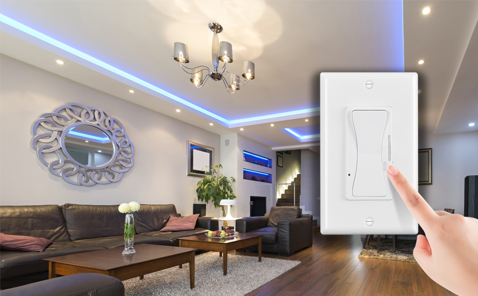 0-10V LED Dimmer Switch for LED Lights Single Way or 3-way Low Voltage Dimmer Light Switch for LED, CFL, Halogen, Incandescent