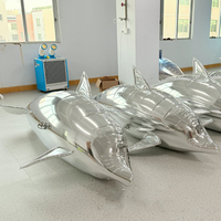 Modèle d'animal gonflable publicitaire personnalisé, dauphin gonflable télécommandé, ballon à hélium rouge en forme de baleine pour les événements