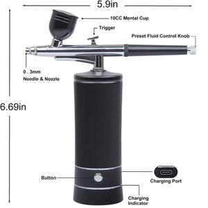Kit 3 en 1: Máquina de aerógrafo para uñas ombre, cepillo de aire para maquillaje y aerógrafo de aire caliente para decoración de pasteles - Product Image 2