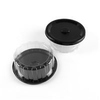 Plateau jetable noir avec couvercle en dôme transparent, boîte à gâteau ronde en plastique, plateau à dessert, récipient écologique pour boutique de desserts