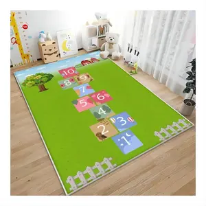 Habitación infantil, casa de salto de juego de jardín de infantes, alfombra a cuadros, alfombrilla de rompecabezas para niña de dormitorio, dibujos animados de bebé lavables