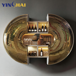 Custom Luxury Modern Home Furniture Stainless Steel Extendable <b>Wall</b>-mounted Wine <b>Display</b> <b>Cabinet</b> with Sea Urchin Design Yh-hd02 - Product Image 5