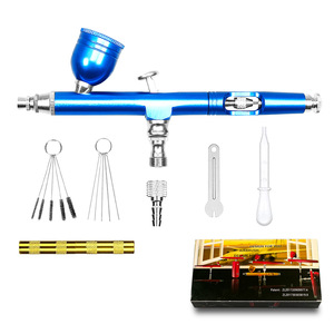 Aérographe AR-130 bleu, calibre 0.3-0.5, alimentation par gravité, double action, vitesse réglable, pour nail art, modélisme, pulvérisation portable - Product Image 1