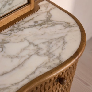 Table de toilette vintage en bois massif sculpté à la main, écologique, avec miroir et grand espace de rangement, style moderne - Product Image 6