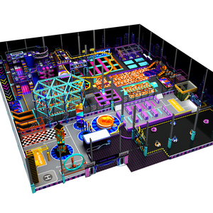 Parque Infantil Interior Grande con Laberinto de Aventuras, Circuito de Obstáculos de Gran Altura, Zona de Aventuras con Trampolín y Autos de Choque - Product Image 1