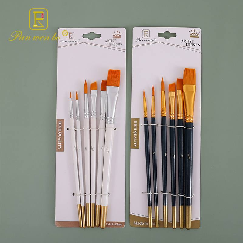 6 шт., Профессиональные кисти для рисования, с деревянной ручкой