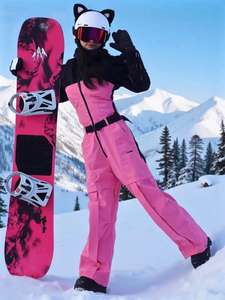 Combinaison de <span class=keywords><strong>ski</strong></span> une pièce pour <span class=keywords><strong>femme</strong></span>, grande taille, coupe ajustée, hiver, duvet, extérieur, écologique, coupe-vent, imperméable, fermeture éclair, col à capuche - Product Image 3