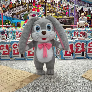 Disfraz de mascota inflado gris de orejas largas 2M 2,6 m traje de conejito peludo para festivales de Carnaval de Pascua mascota de conejo divertido - Product Image 1