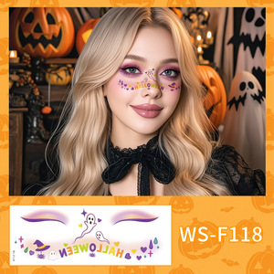 Tatouages de visage d'<span class=keywords><strong>Halloween</strong></span> imperméables et résistants à la transpiration Conceptions de <span class=keywords><strong>maquillage</strong></span> fantômes mignons pour le Nouvel An pour un look festif - Product Image 4