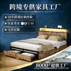 เตียงคู่โครงไม้สไตล์โมเดิร์นมินิมอล สำหรับห้องนอนในบ้าน โครงเตียงพร้อมที่เก็บของขนาดใหญ่ โครงเตียงอเนกประสงค์ดีไซน์สร้างสรรค์ - Product Image 4