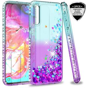 Custodia LeYi per <span class=keywords><strong>Samsung</strong></span> <span class=keywords><strong>Galaxy</strong></span> A70S S25FE con vetro temperato protezione dello schermo 2 Pack 3D Glitter liquido antiurto - Product Image 1