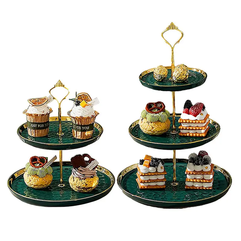 Hochzeits-und Party gebrauch Obst gebäck halter 2 3 Ebenen Porzellan Cupcake Stand Keramik Dessert Kuchenst änder Tiered Serviert abletts