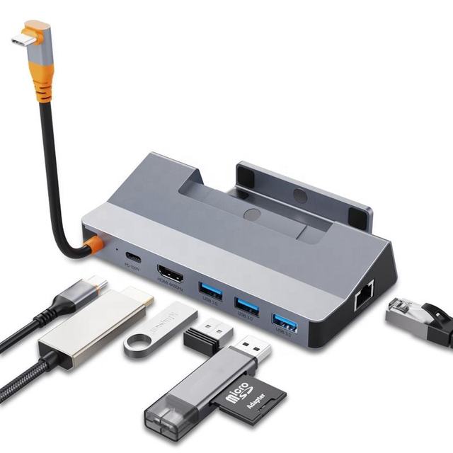 6 in 1 Docking Station for Steam Deck ROG Ally with 1000Mbps Gigabit Ethernet 3 USB-A 3.0 and 100W Full Speed Charging