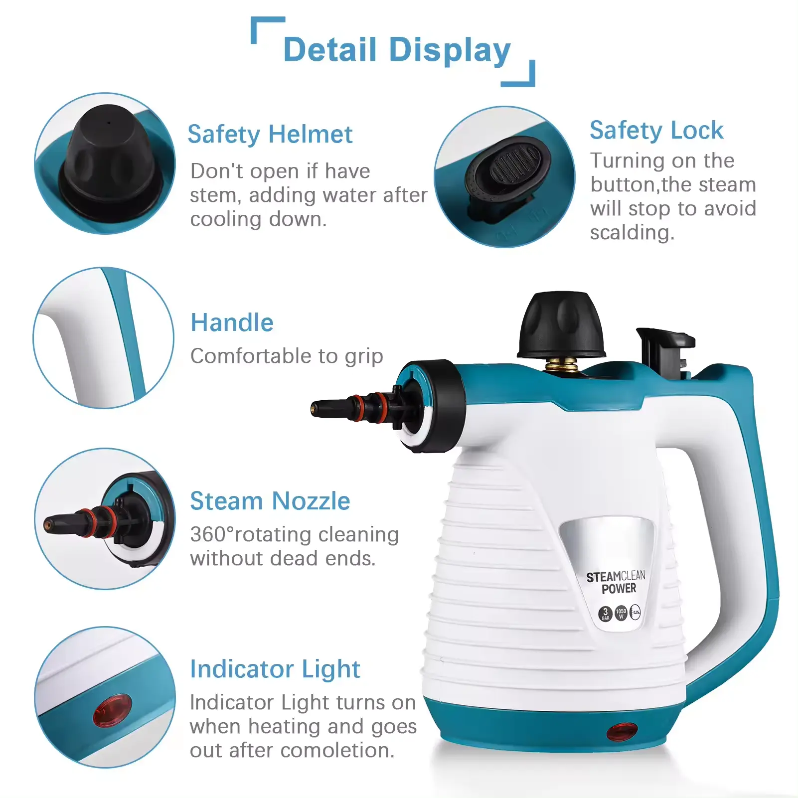 Aspirateur Steam Easy Cleaner Sport haute température avec 9 accessoires multifonctions pour la maison, l'hôtel et la cuisine.