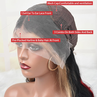 Wig Rambut Asli Vietnam Hitam Merah Pirang Highlight HD Front Wig Virgin Tanpa Lem Transparan HD untuk Lace 13X4 Baby Hair Body Wave
