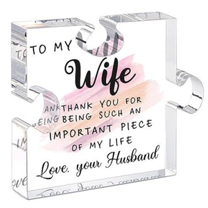 Plaque personnalisée en acrylique gravée pour maman, bloc acrylique en forme de puzzle, ornement pour ma maman, décoration de table, fabricant dropshipping - Product Image 2