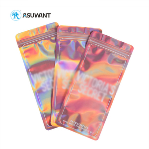 Trong Suốt Rõ Ràng Phía Trước Bạc Backed Holographic Nhôm Foil Shiny Zip Khóa Bao Bì Trang Điểm Mỹ Phẩm Mylar Bag Với Zipper - Product Image 3