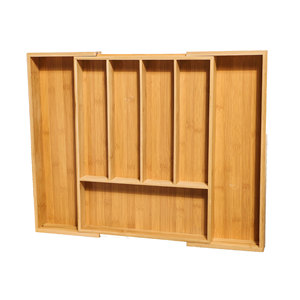 Bamboo Knife <b>Storage</b> <b>Box</b> 33-50Cm Adjustable Telescopic Drawer Organizer For <b>Kitchen</b> Cutlery Utensils - Product Image 5