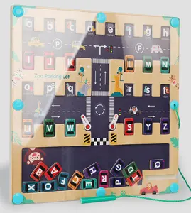 Mainan magnetik labirin alfabet montesori aktivitas belajar edukasi huruf sensorik Puzzle kayu papan sibuk mainan untuk anak-anak