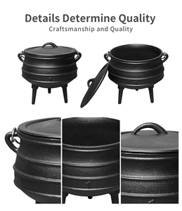 Olla Clásica Sudafricana <span class=keywords><strong>de</strong></span> Alta Calidad para Exteriores, Compatible con Camping, para Sopas y Guisos # 1/4 # 2 # 4 # 6 # Olla <span class=keywords><strong>de</strong></span> <span class=keywords><strong>Hierro</strong></span> <span class=keywords><strong>Fundido</strong></span> Tipo Potjie (8 Unidades) - Product Image 3