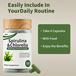 Capsules de spiruline en gros, marque privée OEM, antioxydant, soutien immunitaire, spiruline biologique, complément de chlorelle pour hommes et femmes - Product Image 5