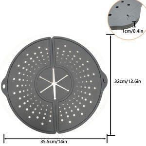 <span class=keywords><strong>Tapa</strong></span> de silicona plegable anti-derrame, protector contra <span class=keywords><strong>salpicaduras</strong></span> de aceite, <span class=keywords><strong>tapa</strong></span> de silicona a prueba de <span class=keywords><strong>salpicaduras</strong></span> para ollas, deflector de aceite para sartenes de hasta 12 pulgadas - Product Image 2