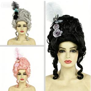 Peluca Victoriana para Disfraz Rococó, Peluca del Siglo XVIII, Cabello Barroco, Peluca Vintage de Reina con Rizos Altos, <span class=keywords><strong>Pelucas</strong></span> Sintéticas para Disfraces - Product Image 2