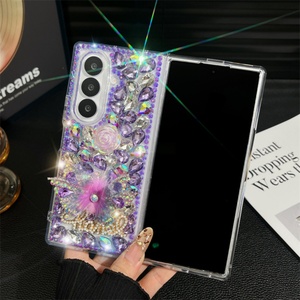 Funda de Lujo con Purpurina y Diamantes en Forma de Flor para Samsung Z Fold 7 6 5, Envío Gratis, Accesorios para Móviles Flip 7 - Product Image 2