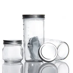 Factory Price Transparent wide mouth glass Mason can food storage tank jam jar with screw lid