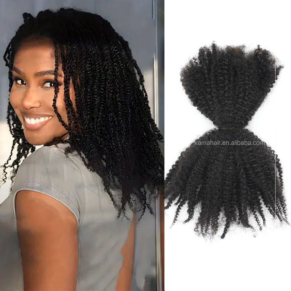 KAMA 100% Remy Indian Human Hair Braiding Hair Wholesale 4C Cheveux Naturel High Quality Soft Afro Kinky Curly Machine Double