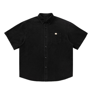 Camicie da uomo <span class=keywords><strong>Oversize</strong></span> Casual da uomo leggere camicie corte in Denim lavate camicie estive da uomo - Product Image 3