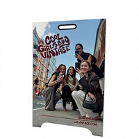 Panneau de trottoir personnalisé en forme de A - Panneau sandwich en acier inoxydable miroir, affichage double face pour extérieur, idéal pour la signalisation commerciale