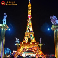 Grand éclairage de Noël interactif chinois traditionnel cadre en métal tissu soie Europe architecture festival lanterne