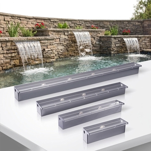 Fontana a <span class=keywords><strong>Cascata</strong></span> LED RGB in Acrilico da 150 Cm, Montaggio a Parete per Piscina e Giardino - Product Image 1