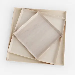 Hình Chữ Nhật Bằng Gỗ Phục Vụ Khay Trái Cây Thực Phẩm Tấm Gỗ Mỏng <span class=keywords><strong>Container</strong></span> Cho Thực Phẩm Tre Món Ăn Tấm Pho Mát Phân Hủy Sinh Học Thực Phẩm Khay - Product Image 1