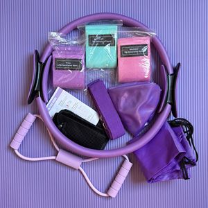 Set di 10 pezzi Starter <span class=keywords><strong>per</strong></span> esercizi domestici Set di anelli <span class=keywords><strong>per</strong></span> Pilates portatili <span class=keywords><strong>per</strong></span> <span class=keywords><strong>allenamento</strong></span> <span class=keywords><strong>Kit</strong></span> Bar Pilates multifunzionale con fasce di resistenza - Product Image 3