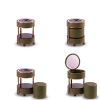 Table de maquillage moderne pour chambre d'hôtel, en acier inoxydable, avec miroir LED 3 couleurs, charge sans fil et tiroirs de rangement