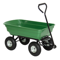 TC2145 Camion à benne basculante à 4 roues à structure fermée Chariot à pelouse en poly avec caisse en plastique Chariots à outils de jardin