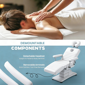 Cama de Masaje Eléctrica Profesional con Base Dorada, Cama para Pestañas con Reposabrazos y Motor para <span class=keywords><strong>Spa</strong></span> y Salón de Belleza de Lujo - Product Image 4